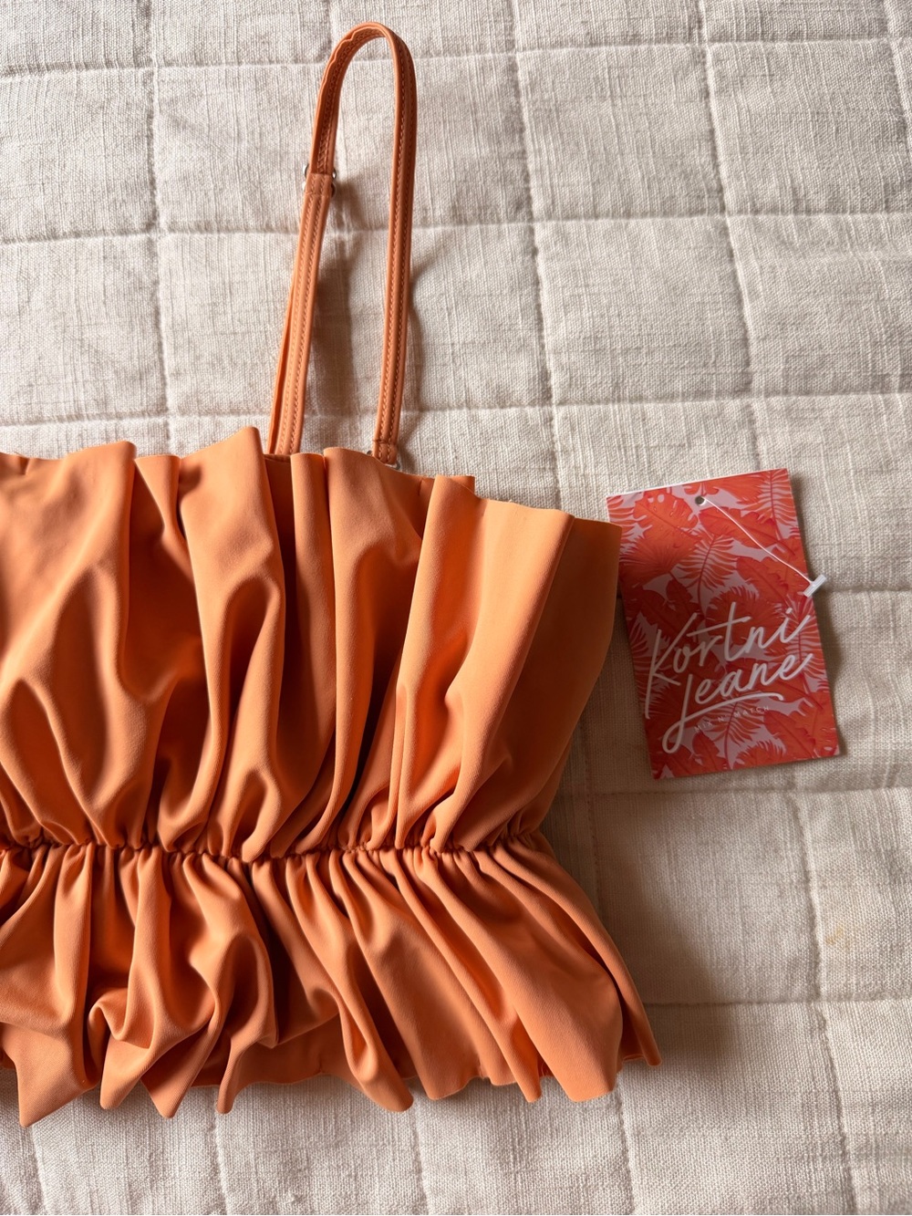 Kortni Jeane Tangerine Ruched Crop Cami